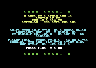 Terra Cognita (Commodore 64) screenshot: Title screen