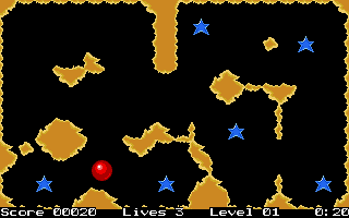 Stupid Balloon Game (Atari ST) screenshot: Carefully navigating. But carefully is also slow, mind the ultra-strict time limit!