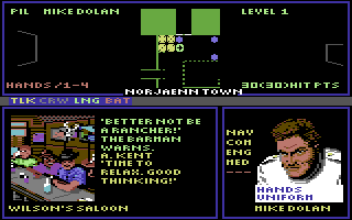 Sentinel Worlds I: Future Magic (Commodore 64) screenshot: Entered a bar