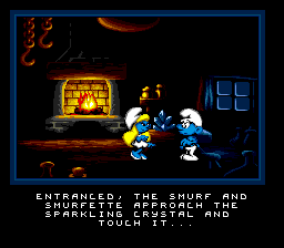 The Smurfs Travel the World (Genesis) screenshot: Well, if they didn't smurf it, there would be no smurf.