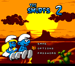 The Smurfs Travel the World (Genesis) screenshot: Title smurf