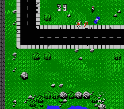 Death Race (NES) screenshot: A helicopter attempts to thwart you