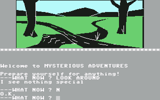 The Golden Baton (Commodore 64) screenshot: I'm by a stream