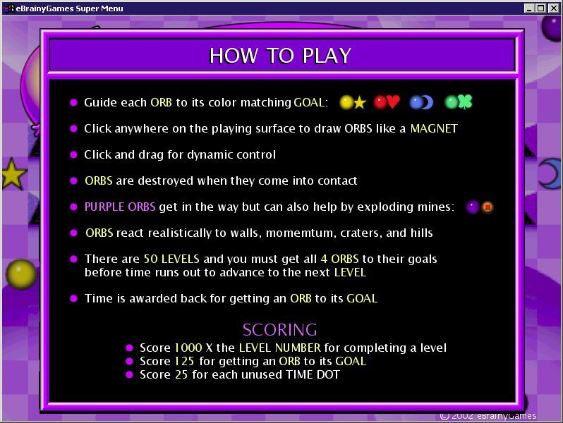 Four Orbs (Windows) screenshot: This is how the game is played