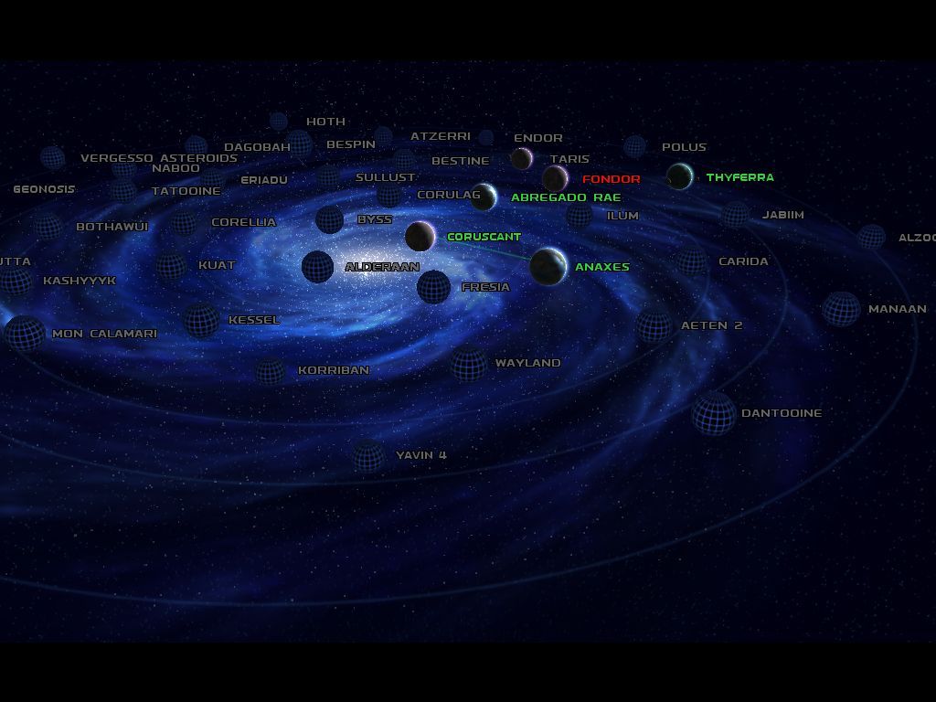 Star Wars: Empire at War (Windows) screenshot: A fly-through the known galaxy.