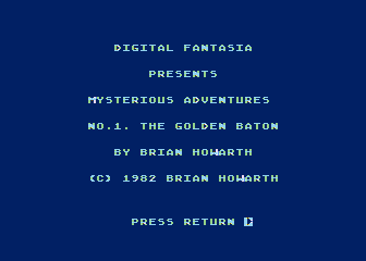 The Golden Baton (Atari 8-bit) screenshot: Title screen