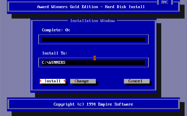 Award Winners: Gold Edition (DOS) screenshot: Installer