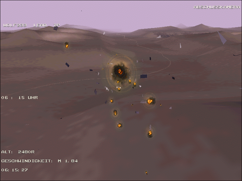 Total Air War (Windows) screenshot: I have no idea from where came the plane. Crash in the air and mission failed.