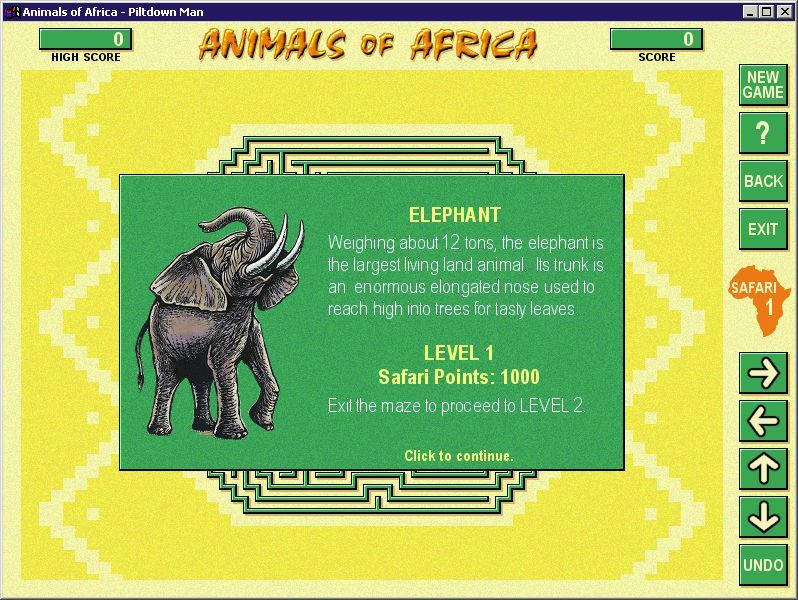 Animals of Africa (Windows) screenshot: Before the game gets underway there's an educational factoid