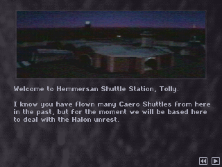 Darker (DOS) screenshot: First mission briefing 1.
