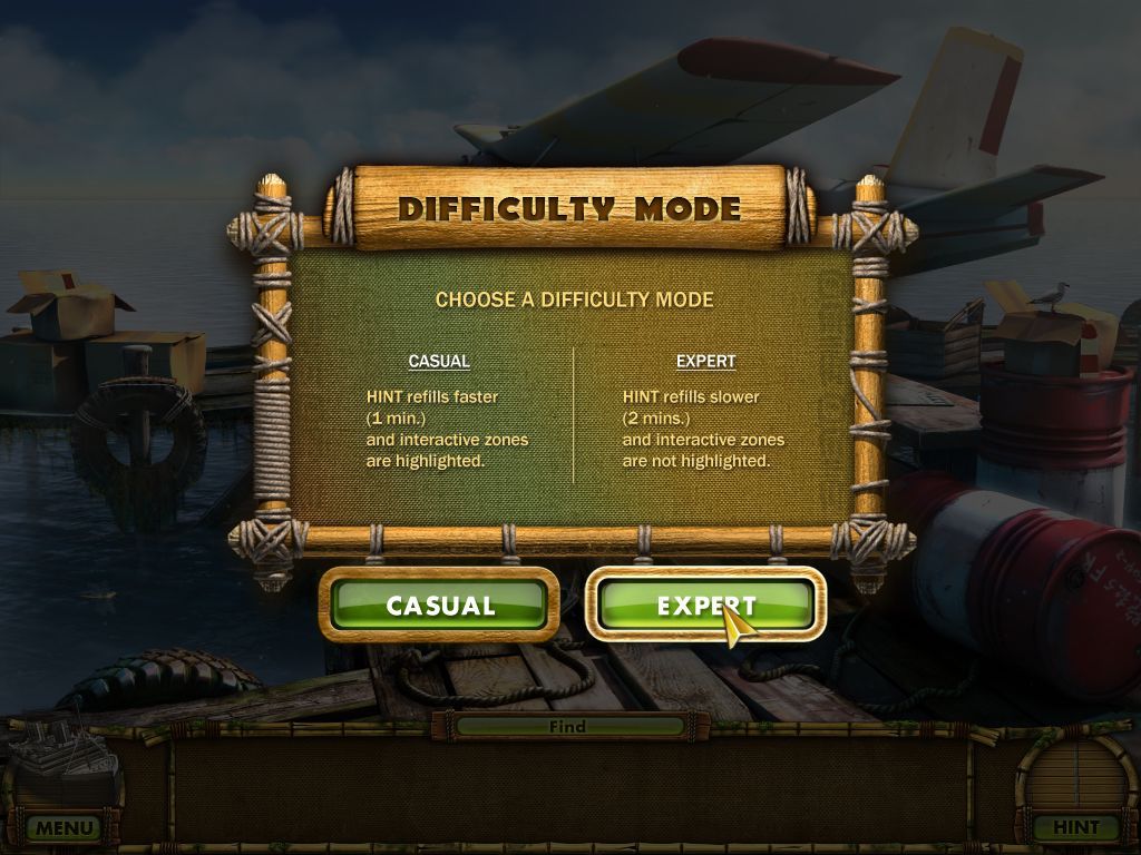 The Treasures of Mystery Island: The Ghost Ship (Windows) screenshot: There are two difficulty settings