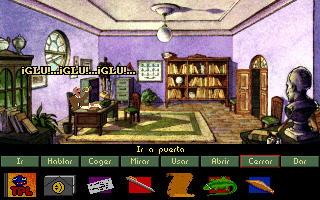 Igor: Objective Uikokahonia (DOS) screenshot: The boss loves glug glug glug.