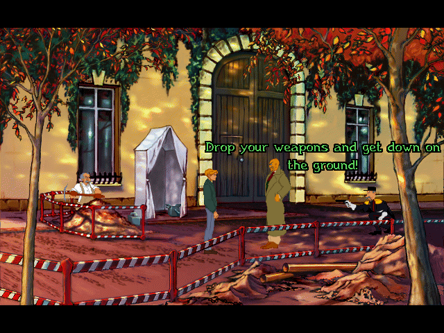 Circle of Blood (DOS) screenshot: Local police seems to be jumpy.