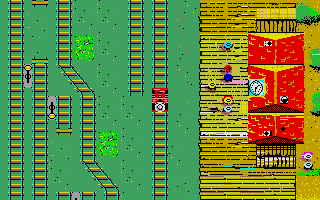 Lucky Luke (Atari ST) screenshot: Switching the points for the Train...