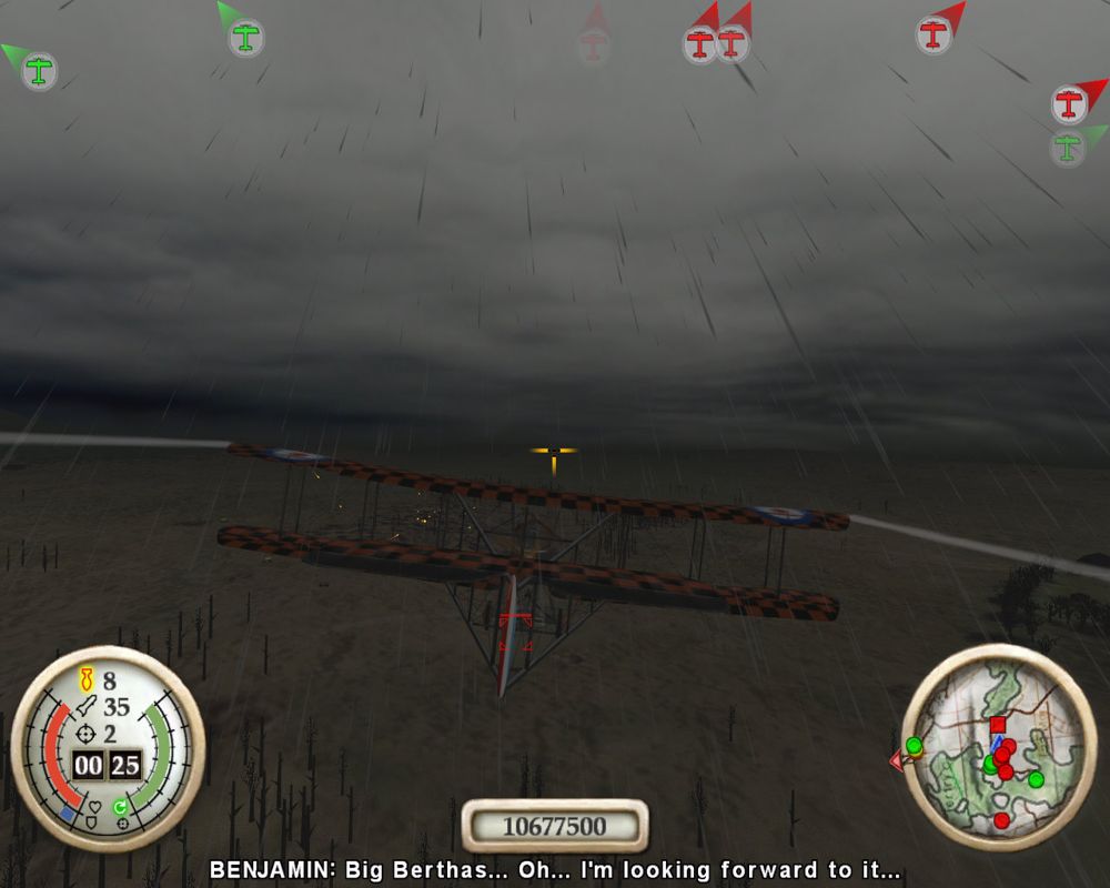 Wings of War (Windows) screenshot: Flying in the rain