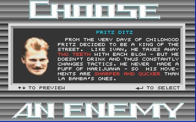 Choose an Enemy (DOS) screenshot: Enemy No. 3