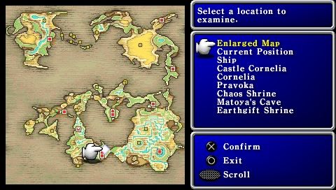 Final Fantasy (PSP) screenshot: World map