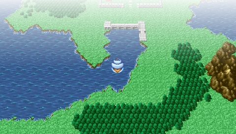 Final Fantasy (PSP) screenshot: In the sea on a ship