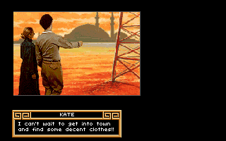 Heart of China (DOS) screenshot: Lucky and Kate in Istanbul (VGA)