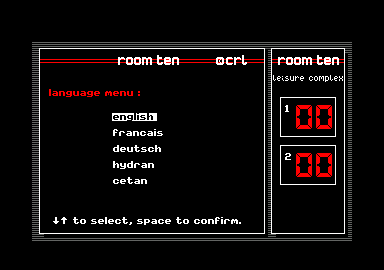 Room Ten (Amstrad CPC) screenshot: Language selection