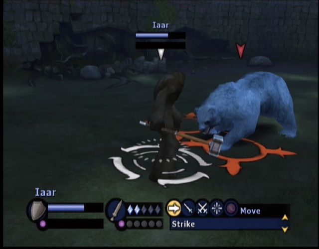 Gladius (Xbox) screenshot: A yeti vs a big bear (The bear lost!)