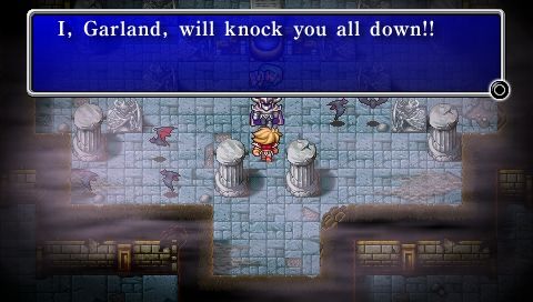 Final Fantasy (PSP) screenshot: Dialog with Garland in his hideout