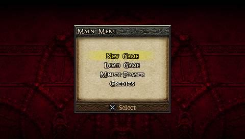 Dungeon Siege: Throne of Agony (PSP) screenshot: Main menu