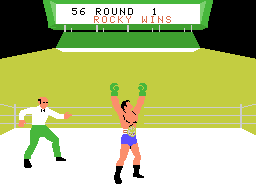Rocky Super Action Boxing (ColecoVision) screenshot: "Adrian! Adrian! I did it!"