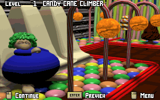 Lemmings 3D (DOS) screenshot: First game level. Maybe it's me, but the 3D lemmings look rather ugly.