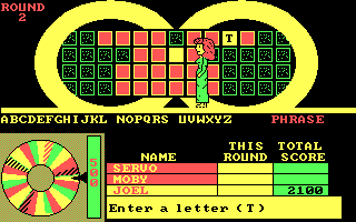 Wheel of Fortune: Golden Edition (DOS) screenshot: A letter is uncovered