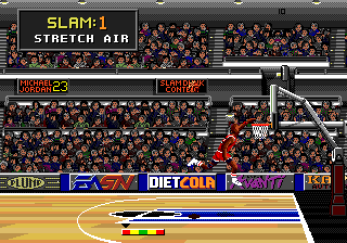 Jordan vs Bird: One on One (Genesis) screenshot: Every jump is pretty much the same in this version.