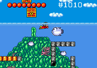 Alex Kidd in the Enchanted Castle (Genesis) screenshot: Nasty fishes