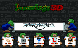 Lemmings 3D (DOS) screenshot: Main menu