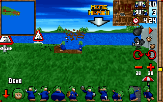 Lemmings 3D (DOS) screenshot: Mining my way down!