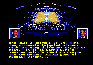 Jordan vs Bird: One on One (Genesis) screenshot: It would be a lot more amusing in the DOS version...