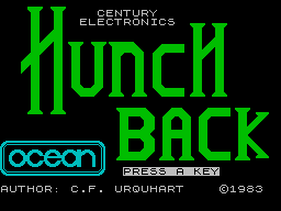 Hunchback (ZX Spectrum) screenshot: Main title screen