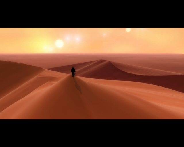 Summoner 2 (PlayStation 2) screenshot: The game starts with a figure walking across the desert, they work some magic, grow a tree, turn the desert into a rainforest and then along comes a storm that wrecks everything