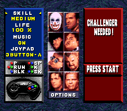 WWF WrestleMania (Genesis) screenshot: Options