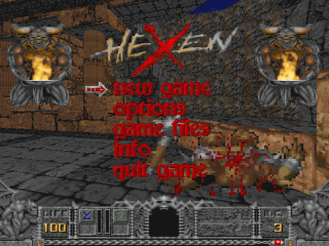 Hexen: Beyond Heretic (Macintosh) screenshot: Main menu