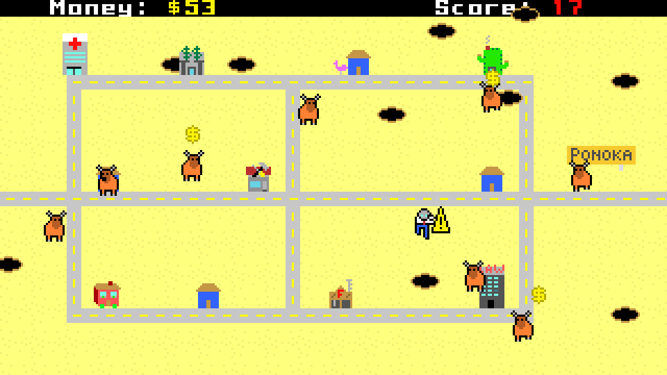 Humble Weekly Bundle: Fantastic Arcade (Windows) screenshot: <i>Risky Bison</i>: I've put down a warning sign.