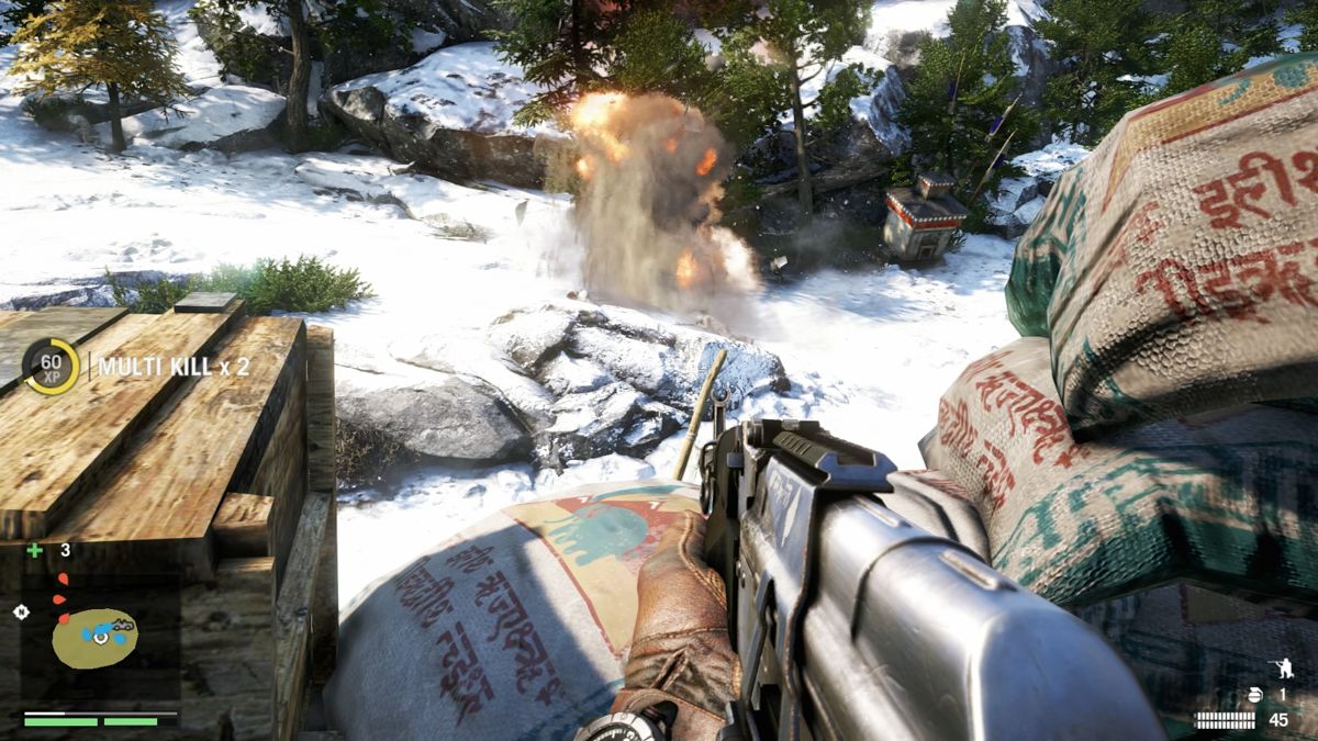 Far Cry 4 (PlayStation 4) screenshot: Throwing grenades at the attackers