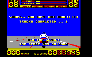 750cc Grand Prix (Amstrad CPC) screenshot: You've made a new Top Score...