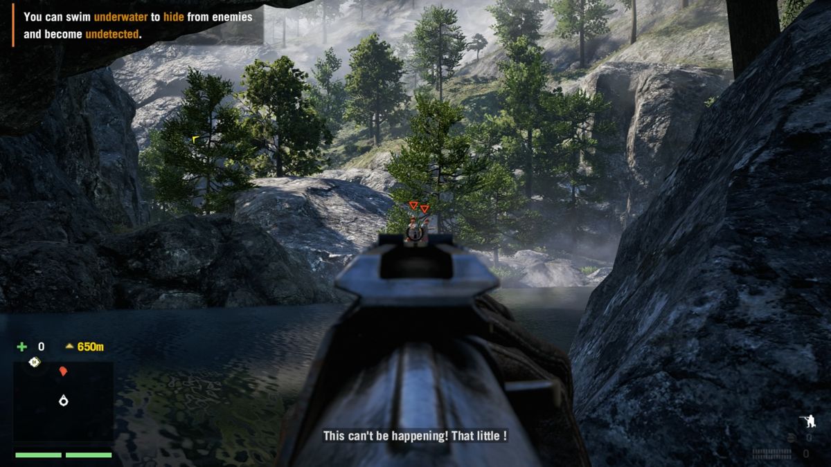 Far Cry 4 (PlayStation 4) screenshot: Enemy soldiers are hunting you... they're in for a surprise