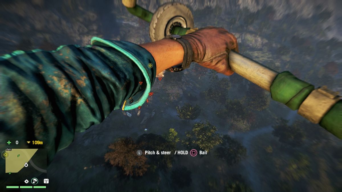 Far Cry 4 (PlayStation 4) screenshot: Gliding above the enemy camp