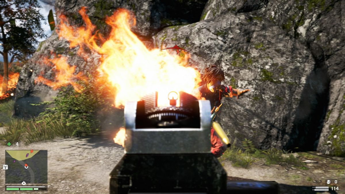 Far Cry 4 (PlayStation 4) screenshot: Enemy molotov infantry will rush around when on flames... try to avoid them at that point