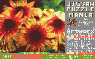 Jigsaw Puzzlemania (Atari ST) screenshot: Choosing a flower picture