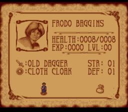 J.R.R. Tolkien's Lord of the Rings: Volume One (SNES) screenshot: Inventory Screen