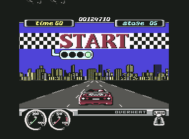 Turbo Out Run (Commodore 64) screenshot: Get ready for a new round.