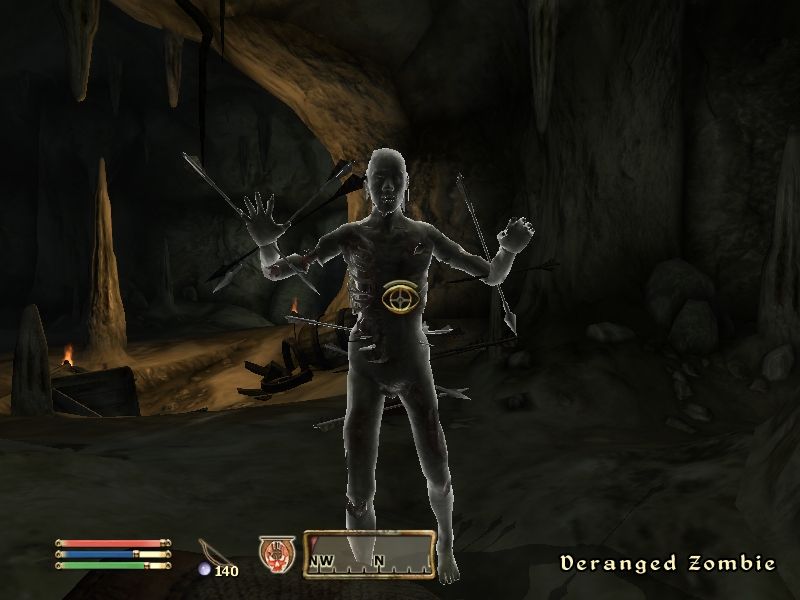 The Elder Scrolls IV: Oblivion (Windows) screenshot: A deranged pin cushion won't stop attacking me