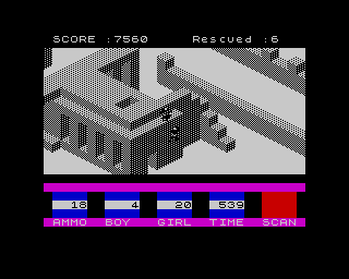 Ant Attack (ZX Spectrum) screenshot: - With me! 1, 2, 2 an half, 2 and a quarter of half... Teeehr....
